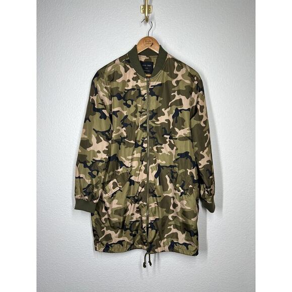 Love Tree Longline Camo Windbreaker Jacket Large L Olive - Picture 1 of 6